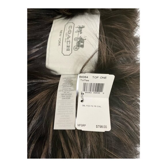Coach Toffee 100% Silver Fox Fur Collar NWT $798 MSRP - Picture 6 of 6